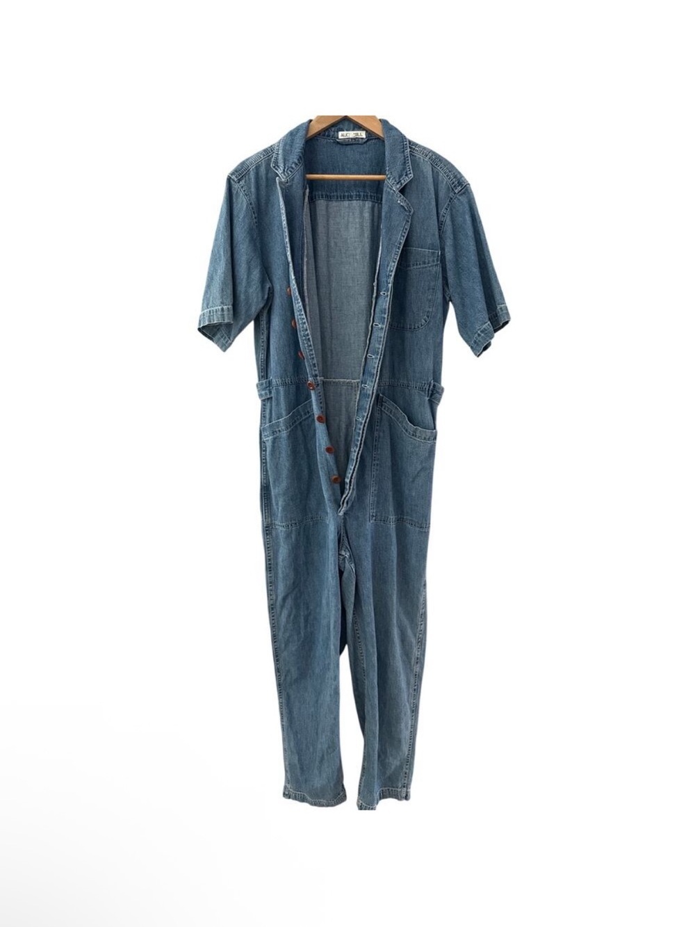 Alex Mill Standard Short Sleeve Denim Jumpsuit Coveralls Flight Suit Small - Picture 5 of 10